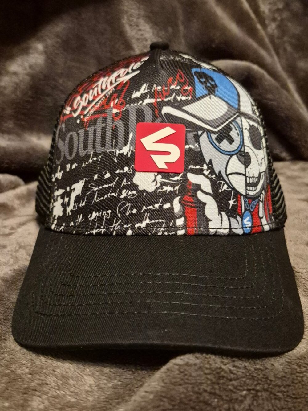 SouthPole Authentic Bear Trucker Snapback Hat Black NWT